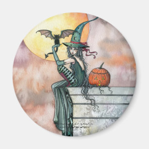 Imã Ímã de Gata Bruxa de Halloween por Molly Harrison