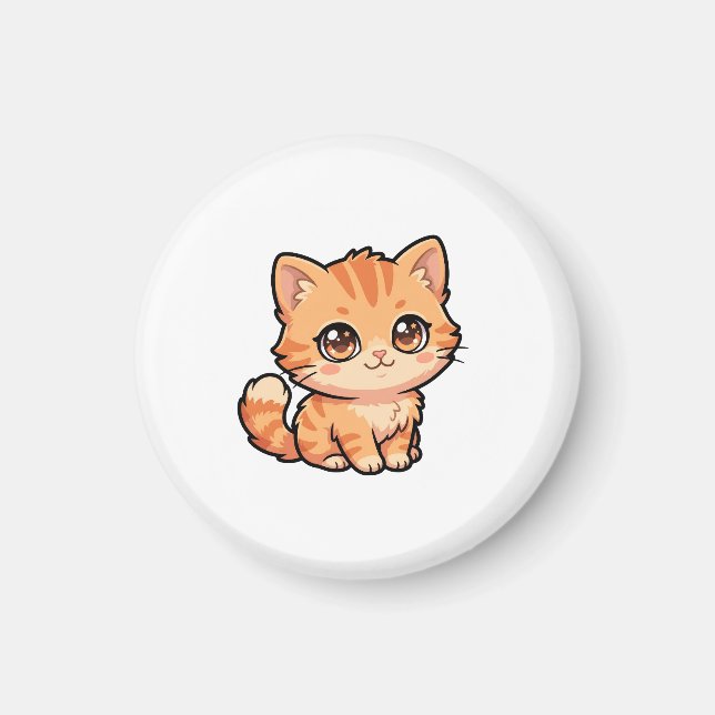 Imã Ímã de Gatinho Malhado Laranja Fofo (Frente)