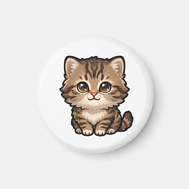 Imã Ímã de Gatinho Malhado Marrom Fofo (Frente)