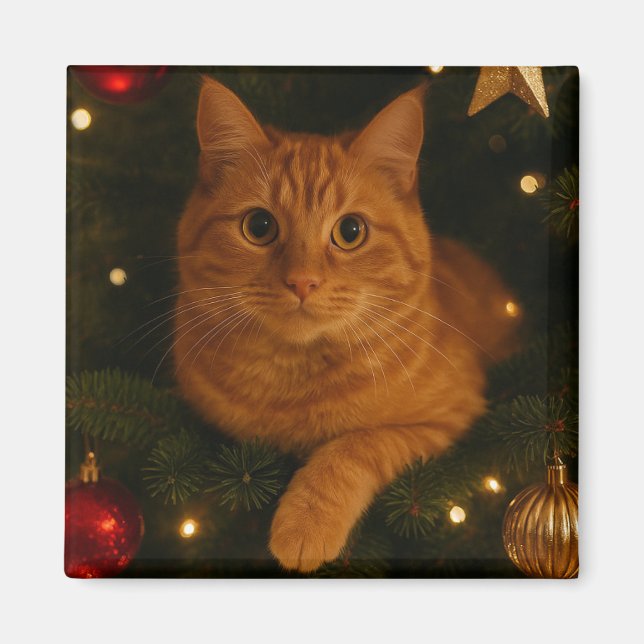 Imã Ímã de Gato de Natal (Frente)