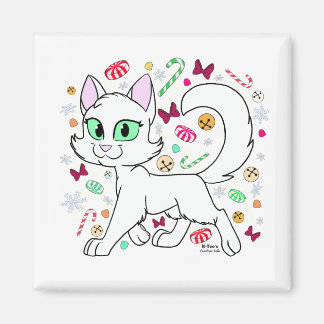 Imã Ímã de Gato de Natal (Branco)