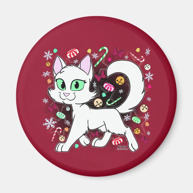 Imã Ímã de Gato de Natal (Vermelho) (Frente)
