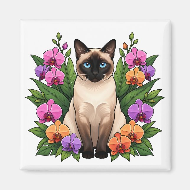 Imã ímã de gato siamês botânico (Frente)
