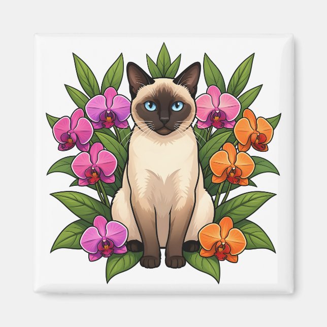 Imã ímã de gato siamês orquídea (Frente)