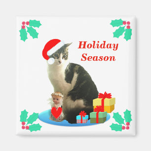 Imã Ímã de Gato Tabby de Natal