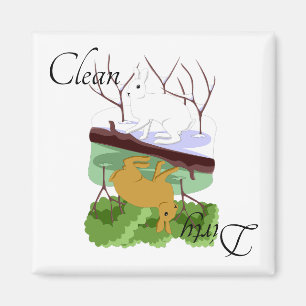 Imã Ímã de Geladeira Coelho Coelhinho Louça Suja Limpa