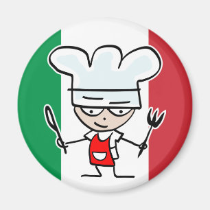 Imã Ímã de geladeira de chef italiano com desenho anim