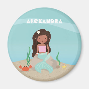 Imã Ímã de Geladeira de Sereia Afro-Americana Fofa