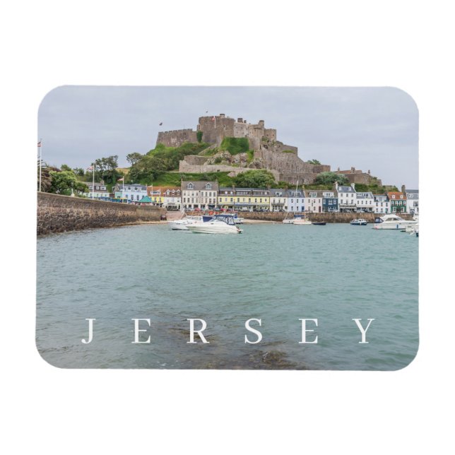 Ímã Imã de geladeira de vista do Castelo de Jersey Mon (Horizontal)