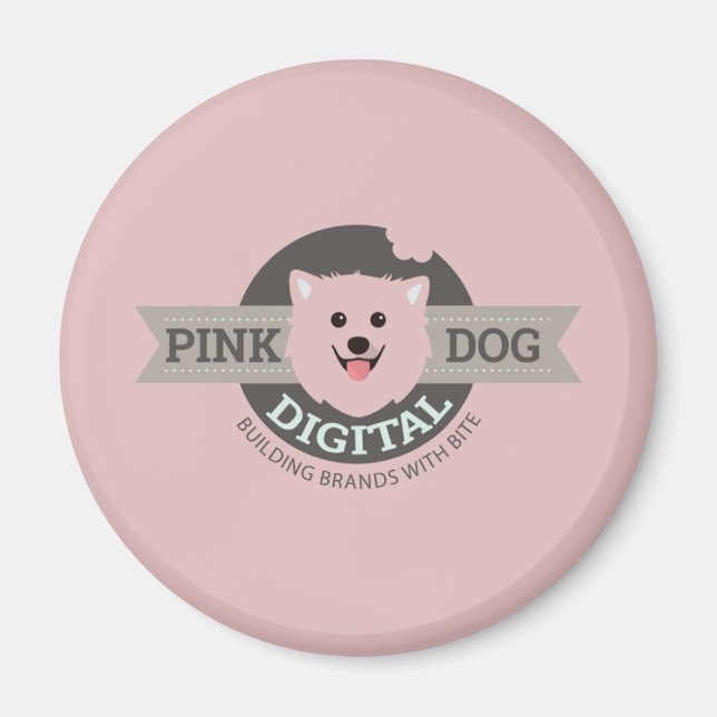 Imã Ímã de Geladeira Digital Cachorro Rosa (Frente)