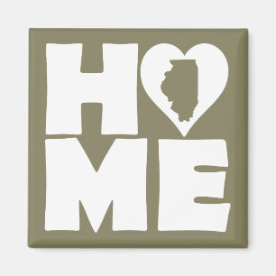 Imã Ímã de Geladeira Illinois Home Heart Estado
