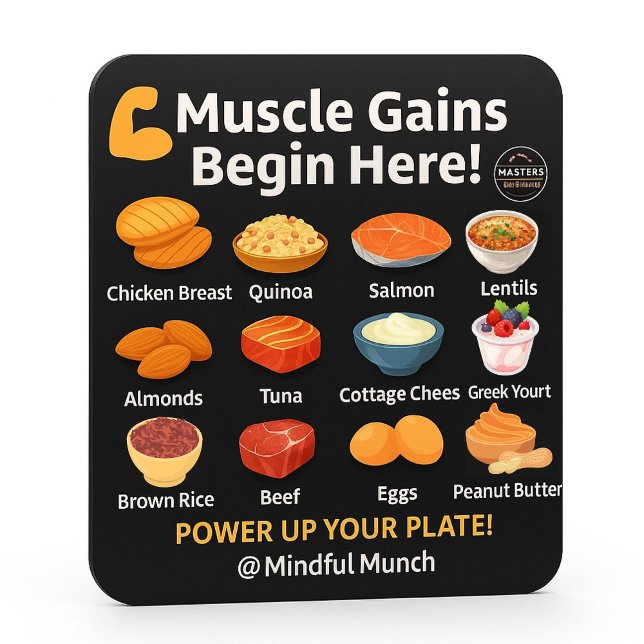 Imã Ímã de Geladeira para Construção Muscular (Fuel your gains with high-protein foods—this magnet is a must for fitness fans and active teens.)