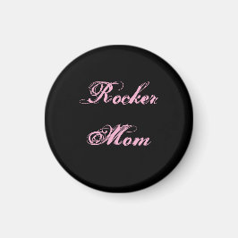 Imã Ímã de Geladeira Rocker Mom (Preto e Rosa)