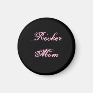 Imã Ímã de Geladeira Rocker Mom (Preto e Rosa)