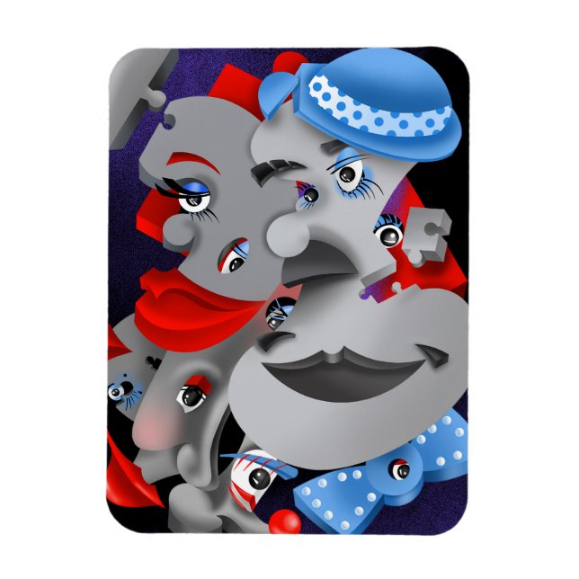 Ímã Imã de geladeira Surreal Quebra-cabeça Faces (Vertical)