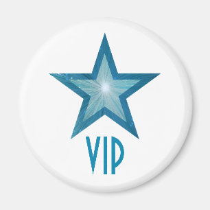 Imã Ímã de geladeira 'VIP' estrela azul redondo branco