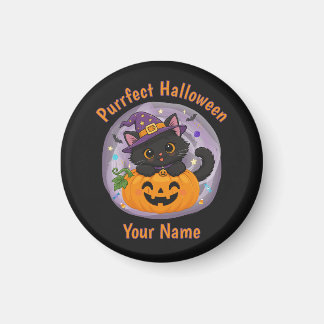 Imã Ímã de Halloween de Gato Preto Fofo Personalizado