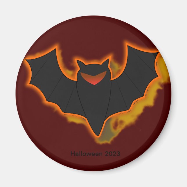 Imã Ímã de Halloween de Morcego Assustador | Tema Verm (Frente)