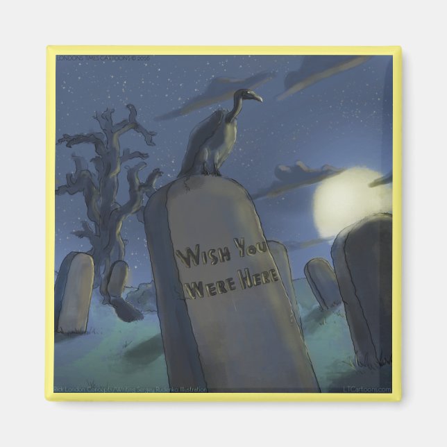 Imã Ímã de Halloween Engraçado da Headstone Invitation (Frente)