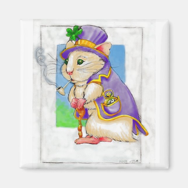 Imã ímã de hamster irlandês sortudo (Frente)