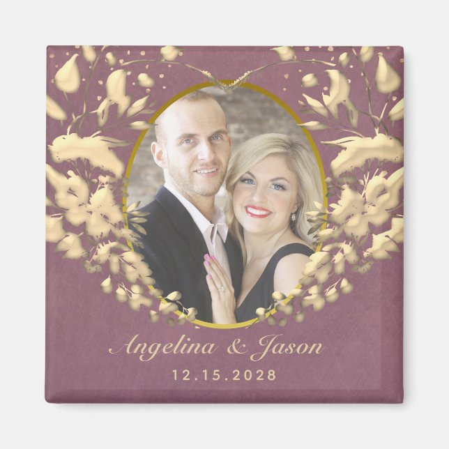 Imã Ímã de Lembrança de Casamento com Foto (Frente)
