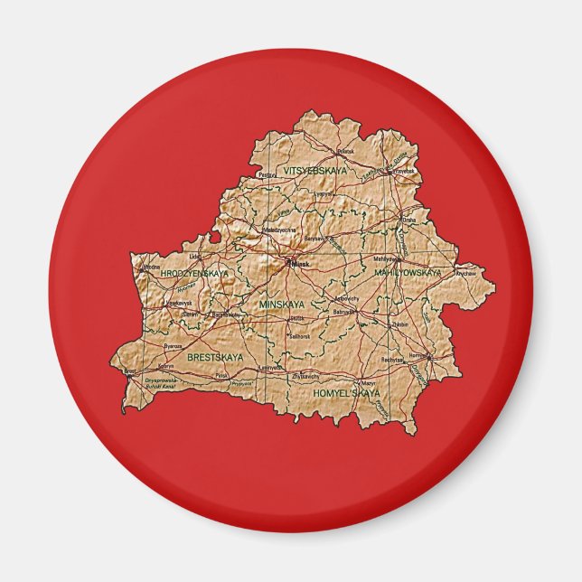 Imã Ímã de Mapa da Bielorrússia (Frente)