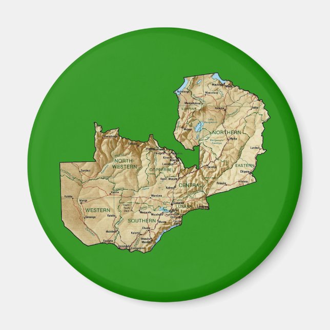 Imã Ímã de Mapa da Zâmbia (Frente)