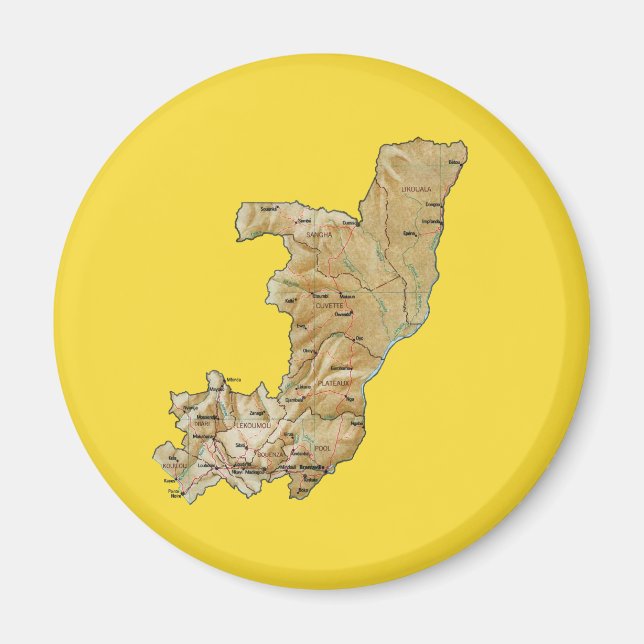 Imã Ímã de Mapa do Congo-Brazzaville (Frente)