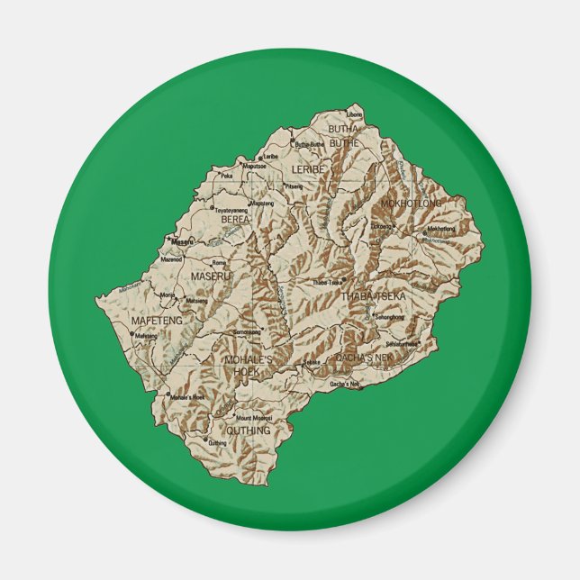 Imã Ímã de Mapa do Lesoto (Frente)
