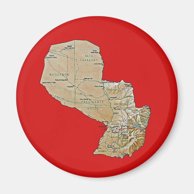 Imã Ímã de Mapa do Paraguai (Frente)