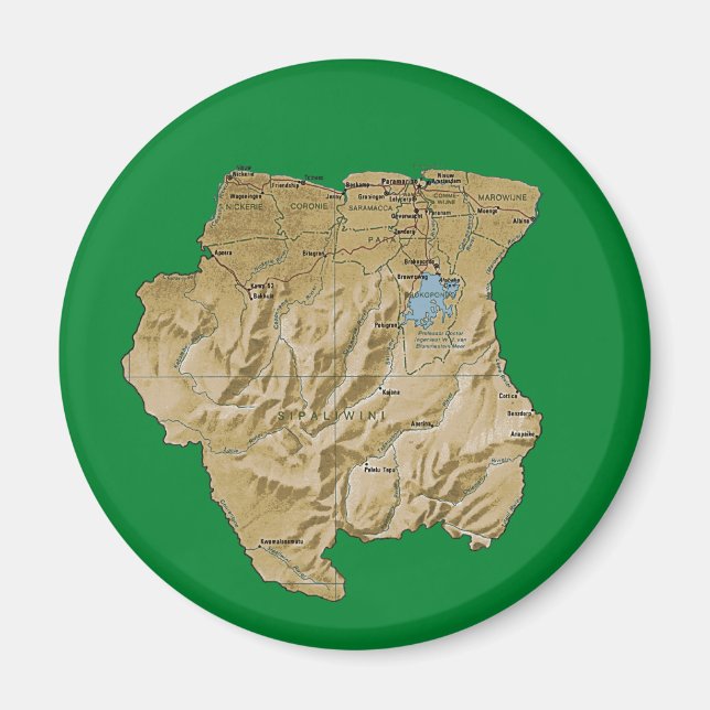 Imã Ímã de Mapa do Suriname (Frente)