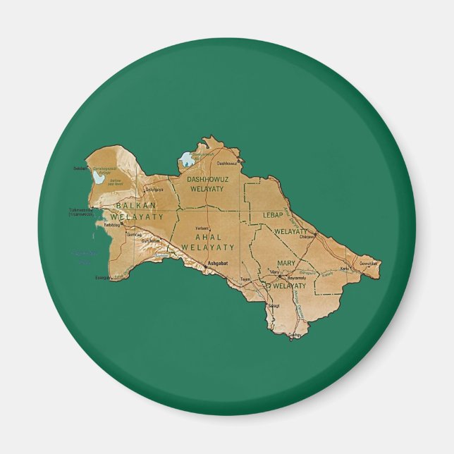 Imã Ímã de Mapa do Turcomenistão (Frente)