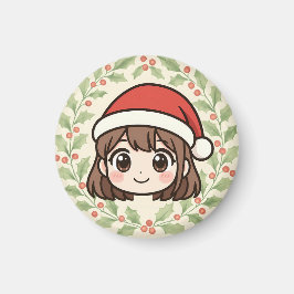 Imã Ímã de Menina de Anime Kawaii de Natal