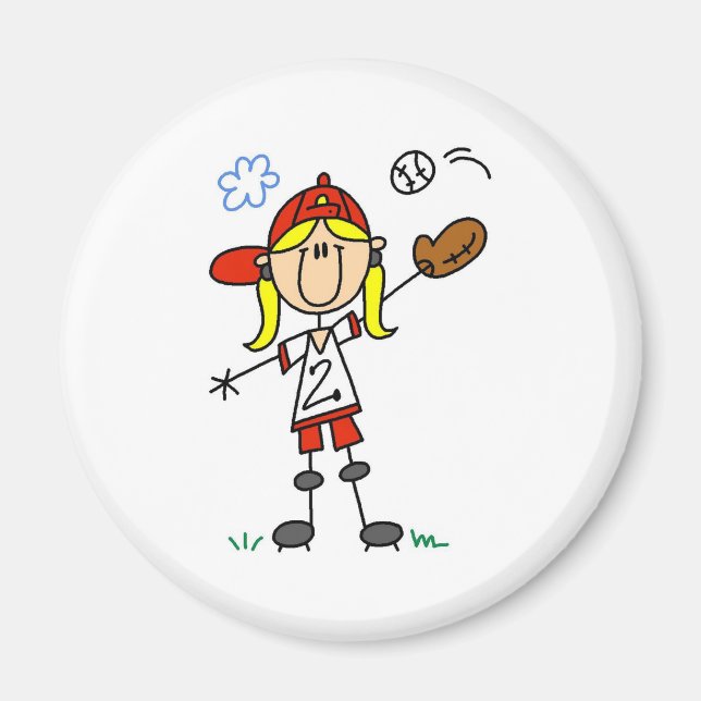 Imã Ímã de Menina Jogando Softbol (Frente)