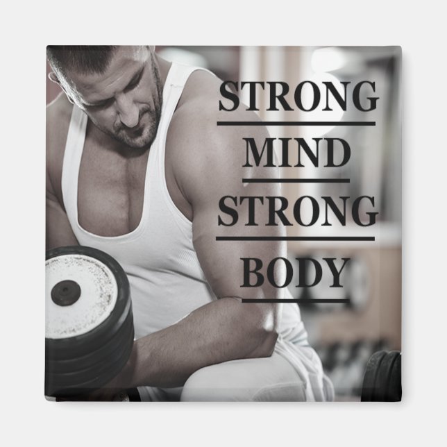 Imã Ímã de Mensagem Positiva Corpo e Mente Fortes (Frente)