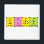 Imã ímã de mesa periódica Kirby<br><div class="desc">Kirby escreveu K I Rb Y (Potássio Iodine Rubidium Yttrium) em um ímã para o cientista em você.</div>