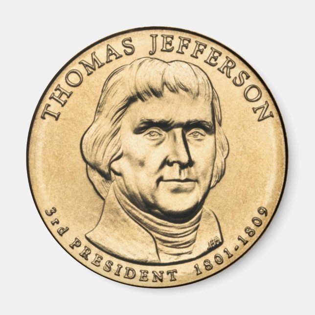 Imã Ímã de Moeda Presidencial de $1 Thomas Jefferson (Frente)