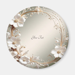 Imã Ímã de Moldura Floral Branca Ornamentada