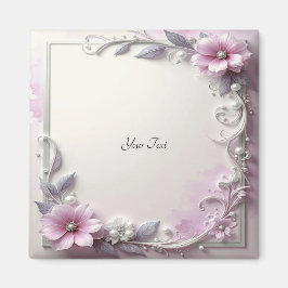 Imã Ímã de Moldura Floral Rosa