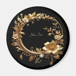 Imã Ímã de Moldura Ornamentada Floral Dourada
