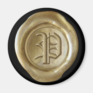 Imã Ímã de Monograma de Selo de Cera - Dourado - Inglê