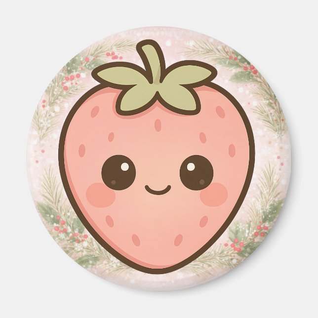 Imã Ímã de Morango Kawaii Fofo (Frente)