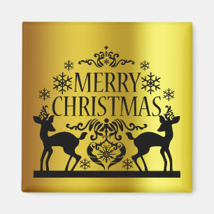 Imã Ímã de Natal Alegre Preto Dourado Falso