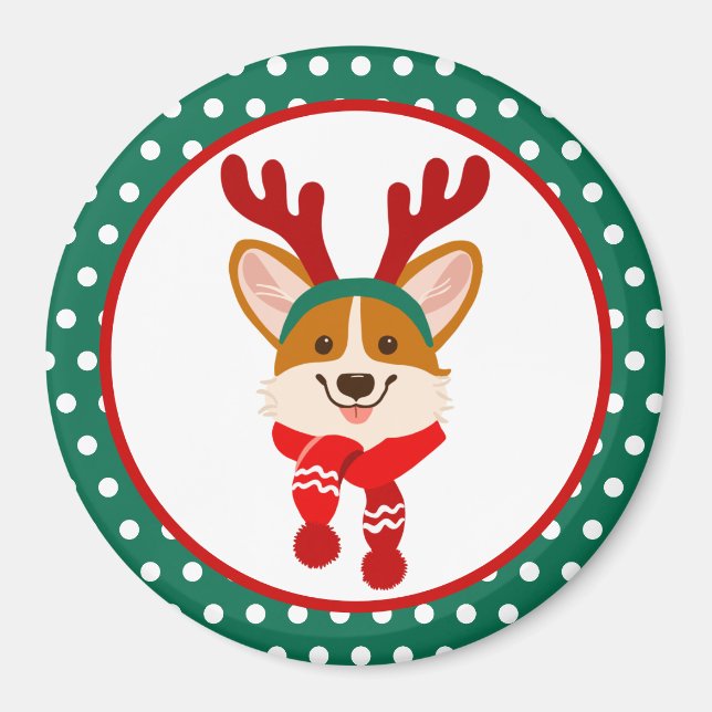 Imã Ímã de Natal Cachorro Corgi (Frente)