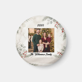 Imã Ímã de Natal com Foto da Família em Verde Branco