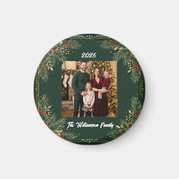 Imã Ímã de Natal com Foto da Família Greenery