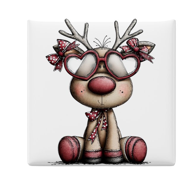 Imã Ímã de Natal Corações de Rena Caprichosos (Whimsical Reindeer Hearts Christmas Magnet by PiggyPrint Sticker. by PiggyPrint Sticker.)