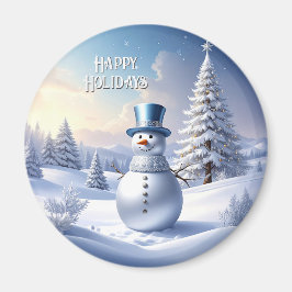 Imã Ímã de Natal de Boneco de Neve com Chapéu Azul par