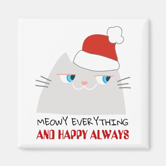 Imã Ímã de Natal de Gato Engraçado Presente Meowy Fofo (Frente)