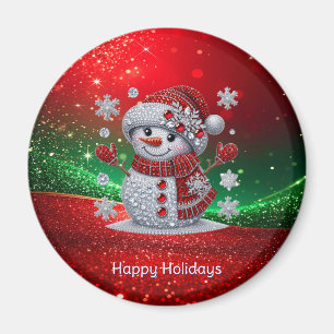 Imã Ímã de Natal de Homem de Neve com Rhinestones